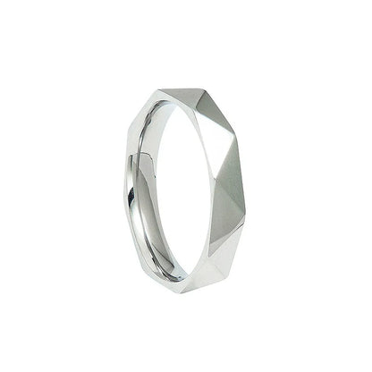 4mm Minimalism Stainless Steel Rhombus Surface Cutting Unisex Ring Jewelry Props Accessories Gifts Classic Couple Jewelry