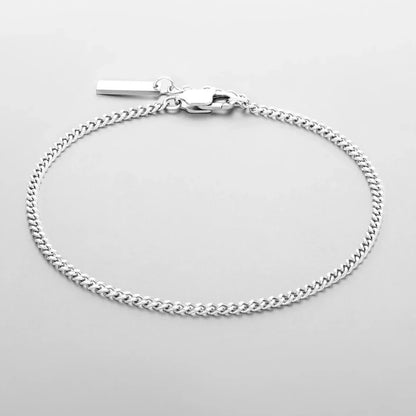 ELANDIS 1.8MM Minimalist Cuban chain White gold Bracelet  Men's Stainless steel Does not Lose color Accessories Wholesale