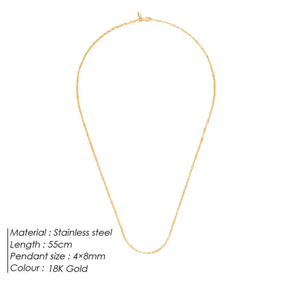 ELANDIS Stainless Steel Men's Necklace 2MM Paperclip Chain Gold-plated Punk Jewelry Christmas, Birthday, Gift Direct