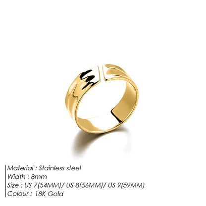 ELANDIS Stainless Steel Open End Ring Simple and Fashionable stripe Design Suitable for Men's party wear Fine Jewelry Wholesale