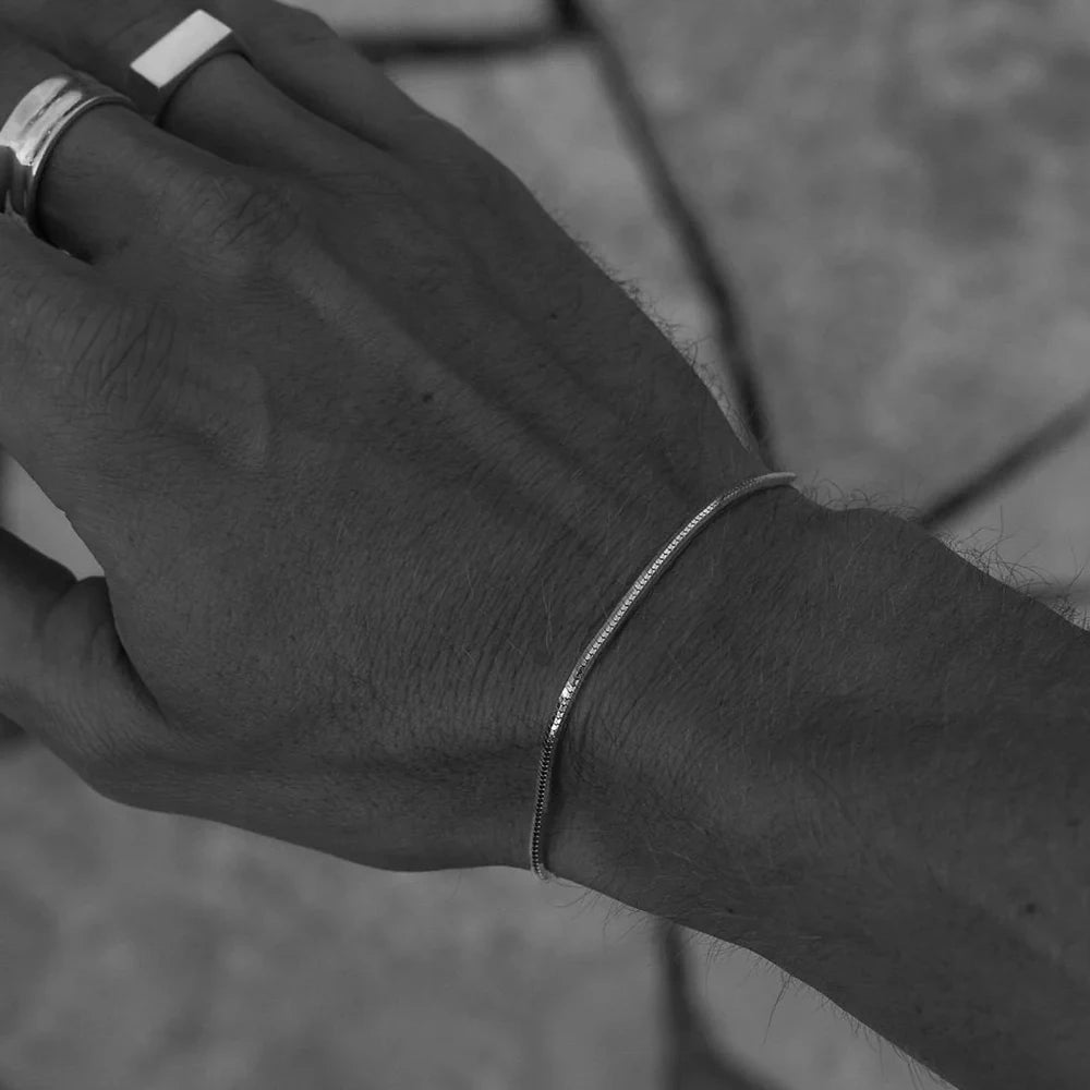 ELANDIS Octagonal Chain Silver Bracelet Stainless Steel Gold Plated Men's Accessories Bracelet