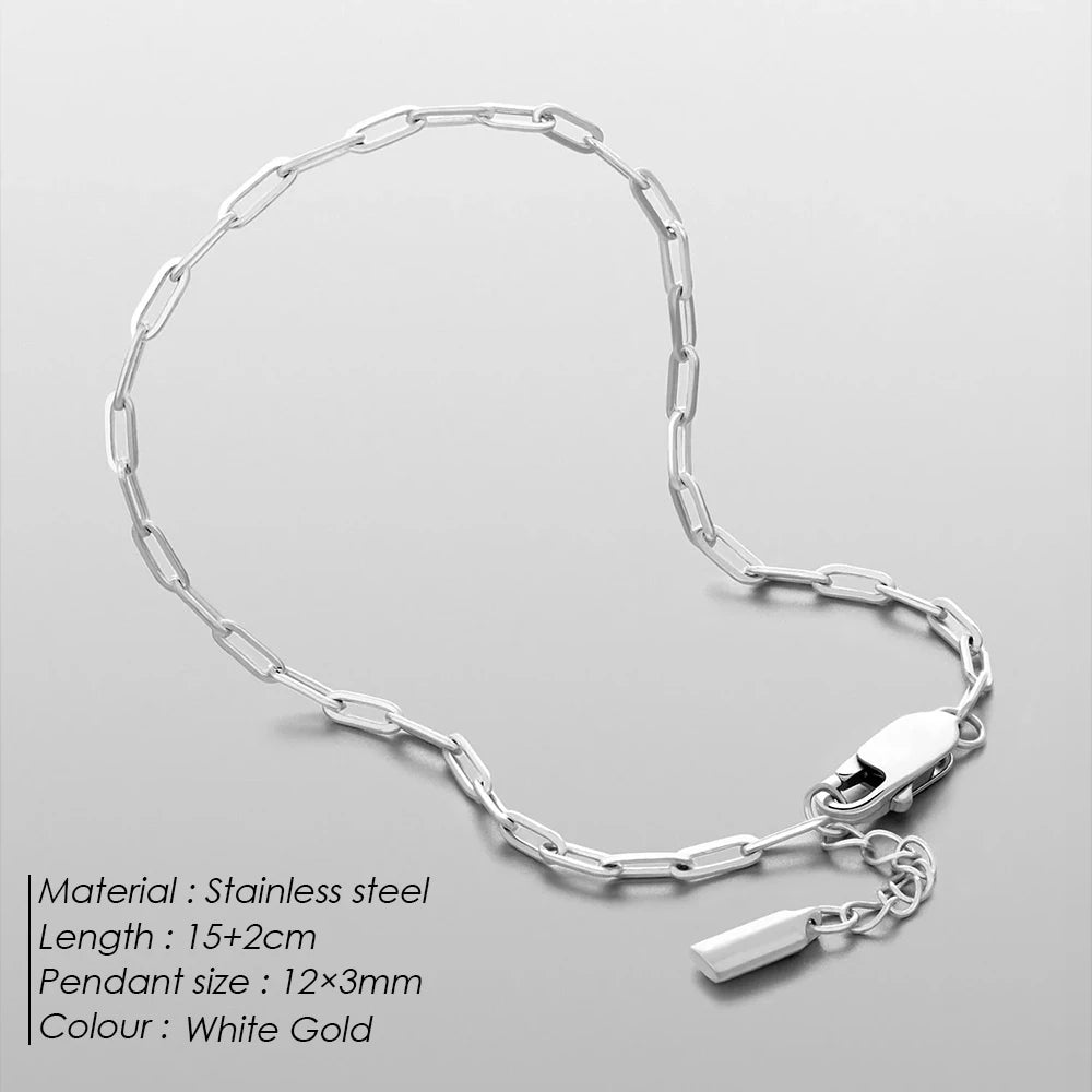 ELANDIS 2MM Stainless Steel Paperclip Chain Gold-plated Men's Bracelet Simple Accessories Christmas Party Gifts Direct Marketing