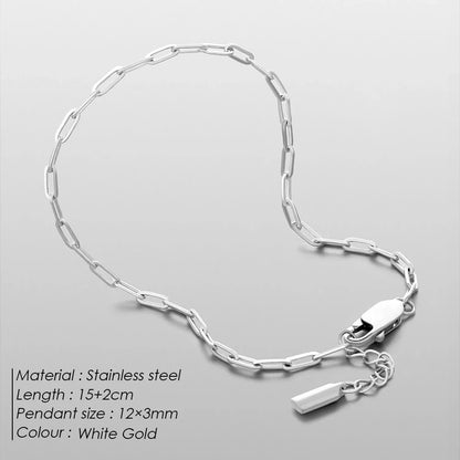ELANDIS 2MM Stainless Steel Paperclip Chain Gold-plated Men's Bracelet Simple Accessories Christmas Party Gifts Direct Marketing