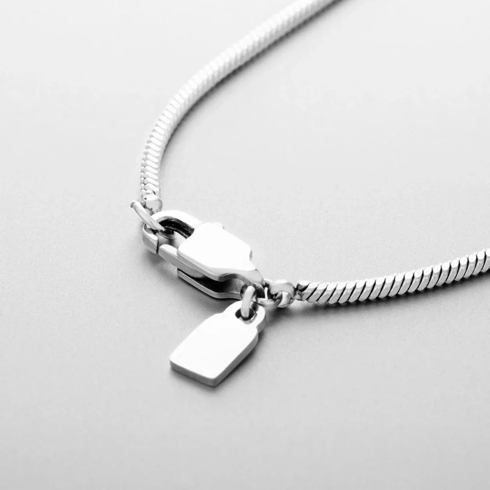 ELANDIS   White Golden Round Snake Chain 1.5MM Square Chain Necklace in Men's Stainless Steel Waterproof Accessories Jewelry