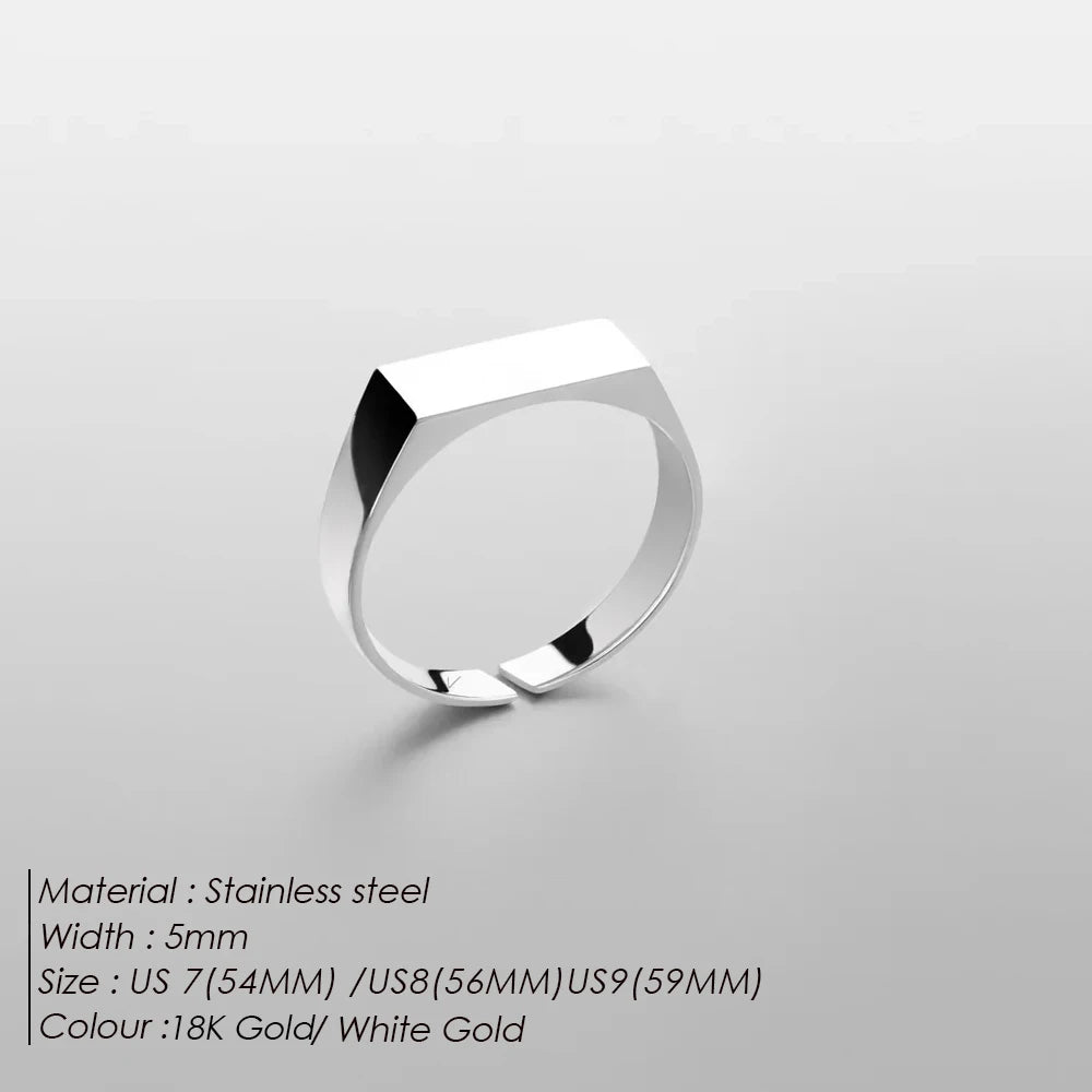 ELANDIS Men's Open End Ring Classic Stainless Steel 18K Gold Plated Hand Jewelry Wholesale