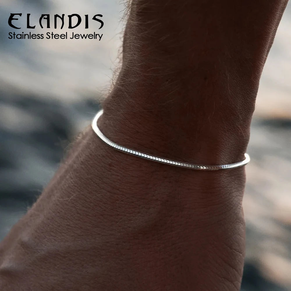 ELANDIS Octagonal Chain Silver Bracelet Stainless Steel Gold Plated Men's Accessories Bracelet