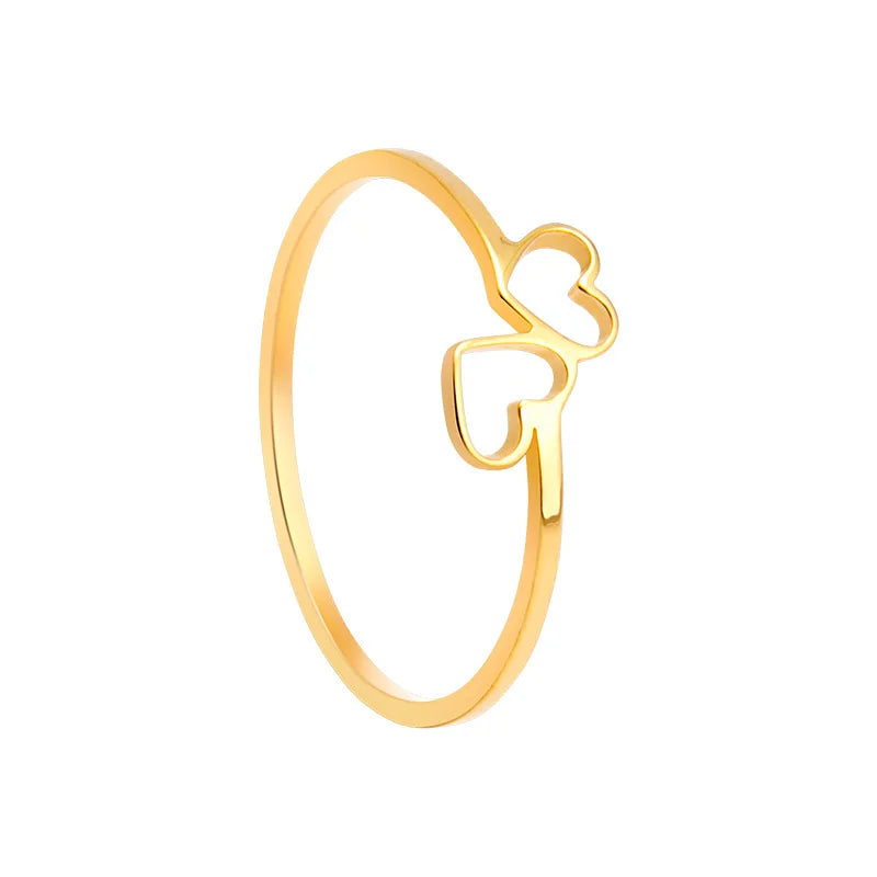 New Simple Hollow Heart Rings for Women Stainless Steel Minimalist Finger Ring Jewelry Engagement Anniversary Gifts Ins trendy