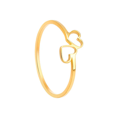 New Simple Hollow Heart Rings for Women Stainless Steel Minimalist Finger Ring Jewelry Engagement Anniversary Gifts Ins trendy