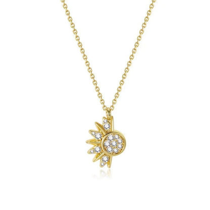 New Copper Metal Sun Moon Couple Necklace Fashion Chain for Men and Women Good Friend Gifts Trend Jewelry