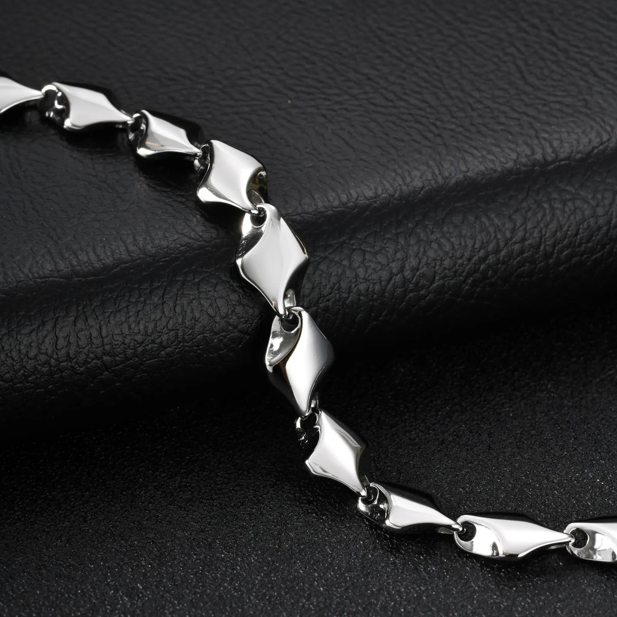 Stainless Steel Geometric Rhombus Link Chain Bracelets for Men, Chunky Handmade Chain Wristband Bracelet, Punk Rock Jewelry Gift