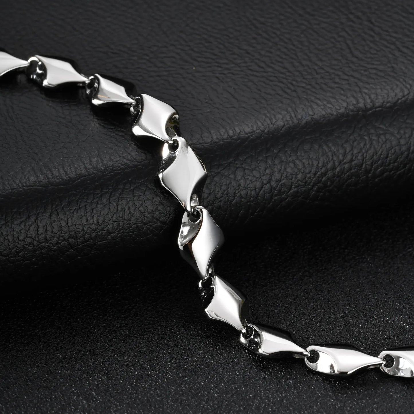 Stainless Steel Geometric Rhombus Link Chain Bracelets for Men, Chunky Handmade Chain Wristband Bracelet, Punk Rock Jewelry Gift