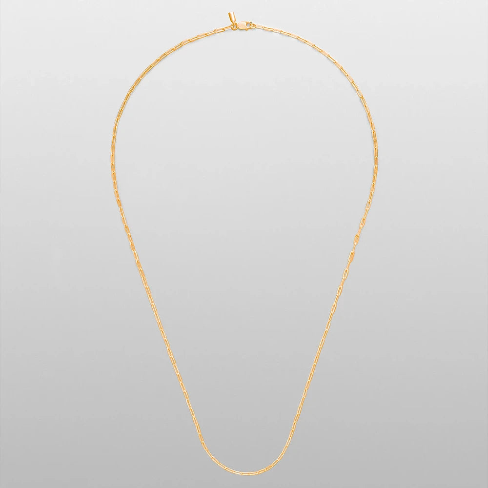 ELANDIS Stainless Steel Men's Necklace 2MM Paperclip Chain Gold-plated Punk Jewelry Christmas, Birthday, Gift Direct