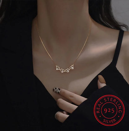 Sterling Silver 925 Clover Necklace Four Leaf Heart Shape Pendant Necklace For Women Hart Luxury Jewelry Sale Dropshipping