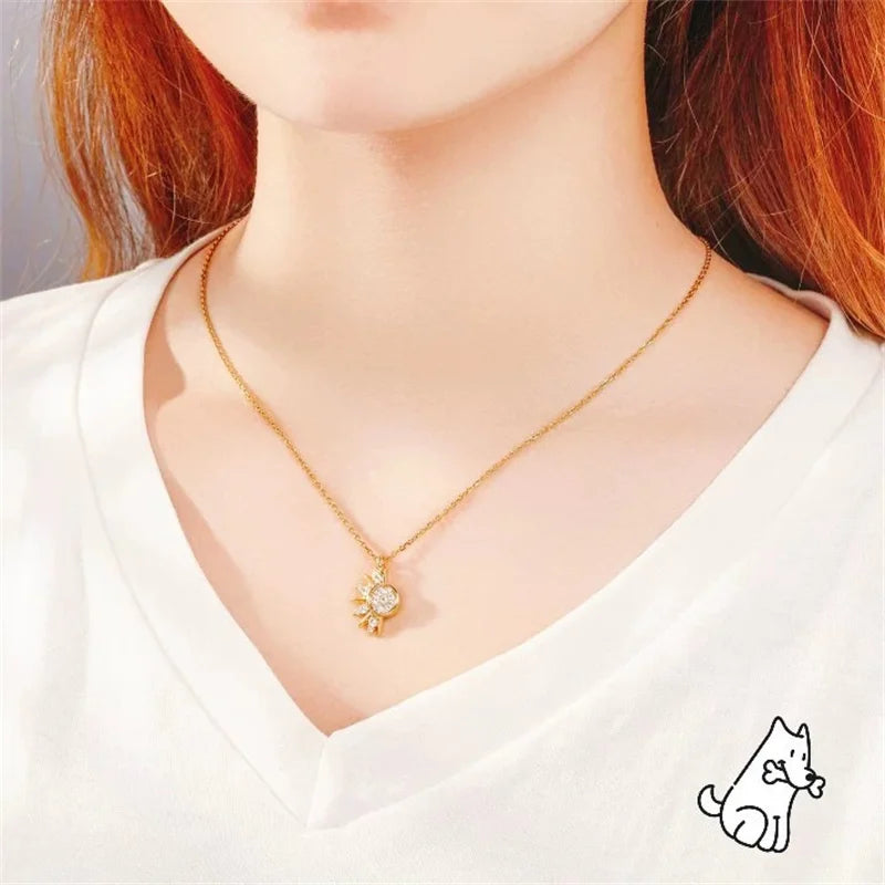 New Copper Metal Sun Moon Couple Necklace Fashion Chain for Men and Women Good Friend Gifts Trend Jewelry