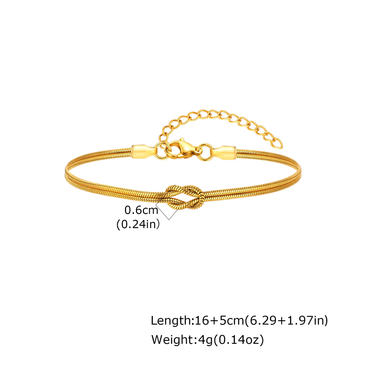 Fashion Love Knot Couple Bracelet Set, Stainless Steel Round Snake Chain Bracelets for Women Men Jewelry Valentine's Gift