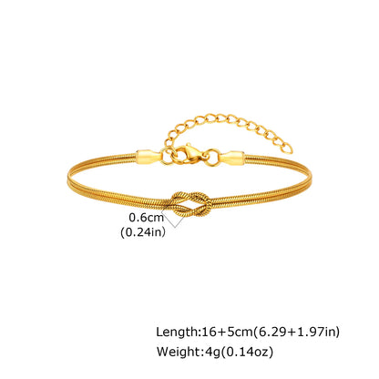 Fashion Love Knot Couple Bracelet Set, Stainless Steel Round Snake Chain Bracelets for Women Men Jewelry Valentine's Gift