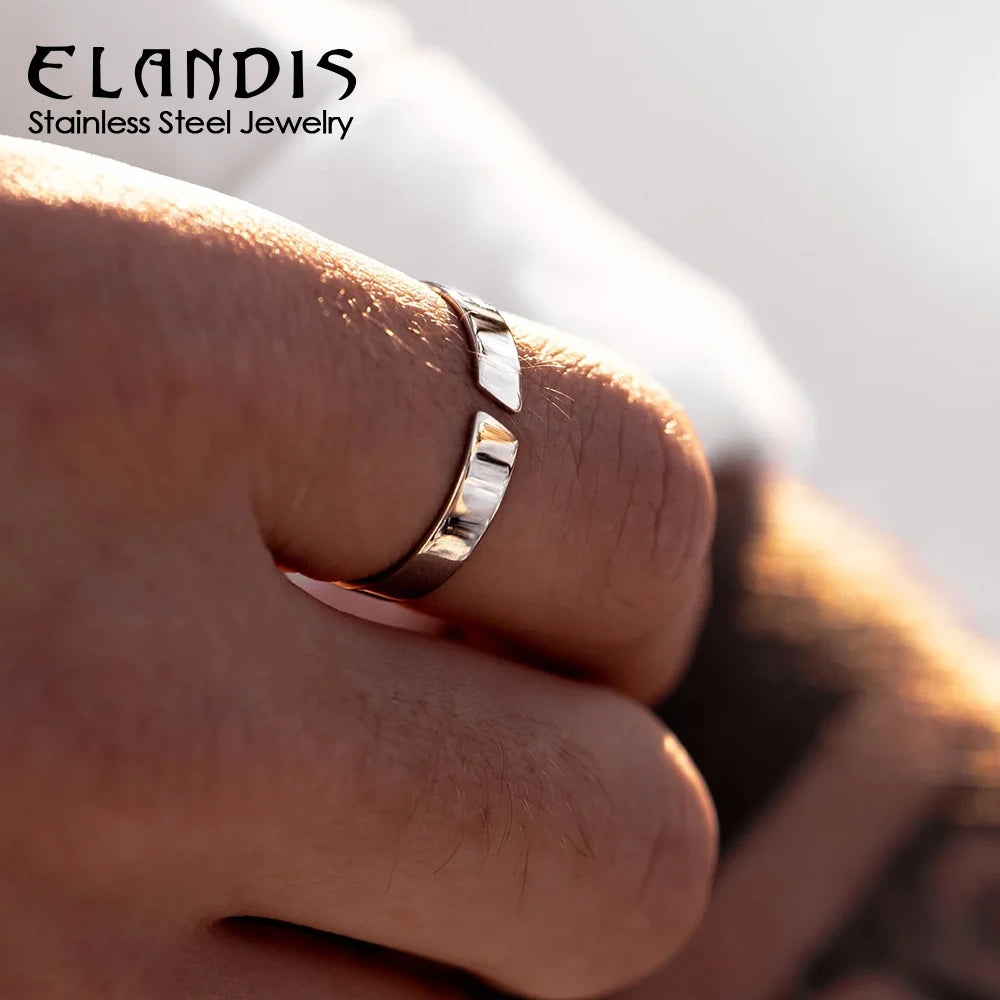 ELANDIS Stainless Steel Gold Plated Ring Simple Men's Accessories Holiday Party Favors