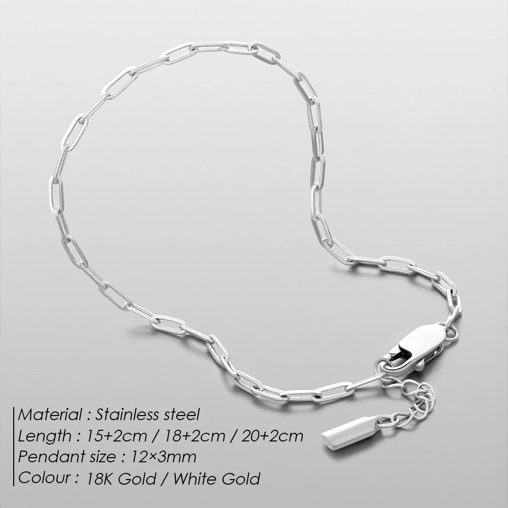 ELANDIS 2MM Stainless Steel Paperclip Chain Gold-plated Men's Bracelet Simple Accessories Christmas Party Gifts Direct Marketing