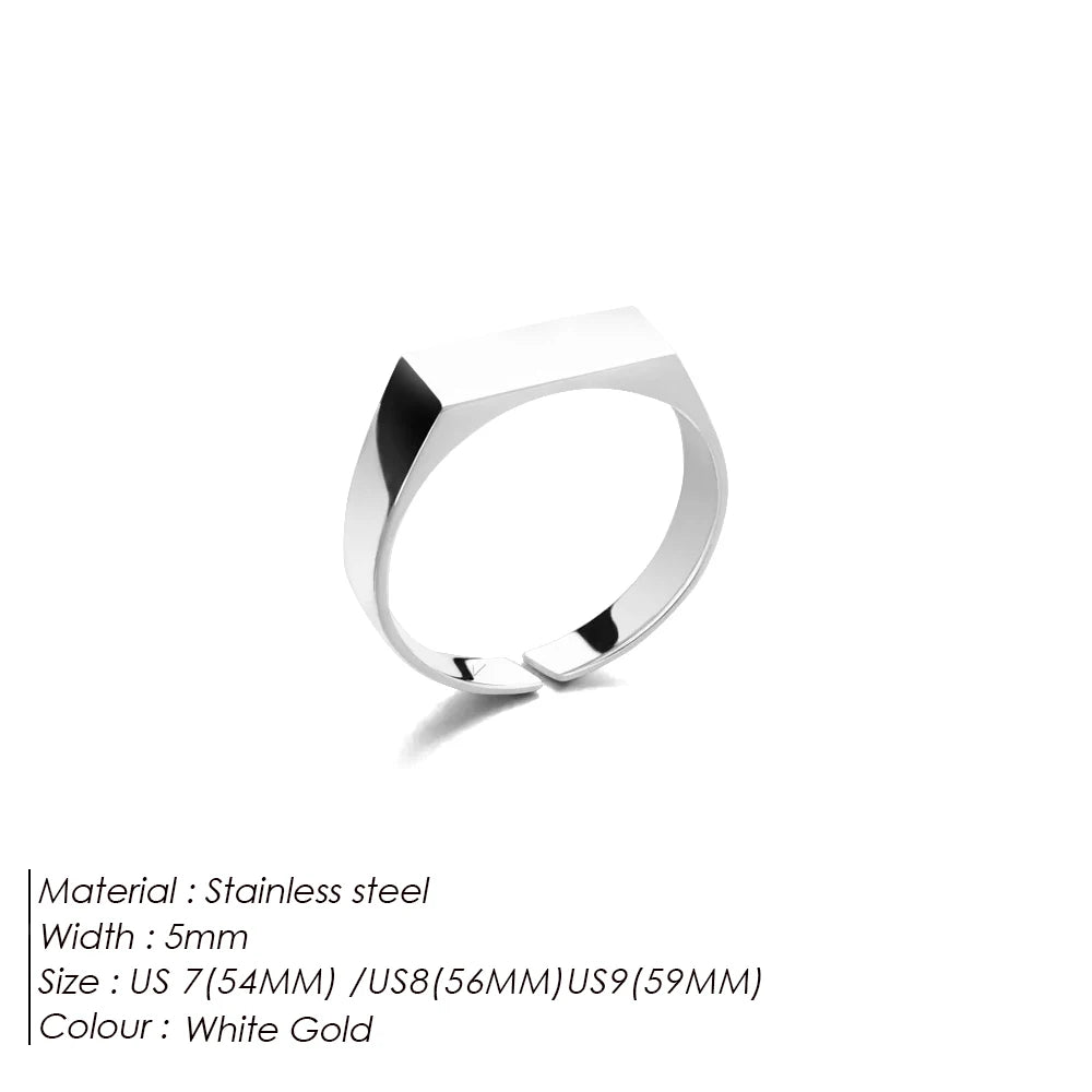 ELANDIS Men's Open End Ring Classic Stainless Steel 18K Gold Plated Hand Jewelry Wholesale