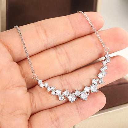 925 Stamp Fashion New Arrival 1 Carat Small Diamond Pendant Necklace Female Shiny Crystal Clavicle Chain Jewelry Party Gift