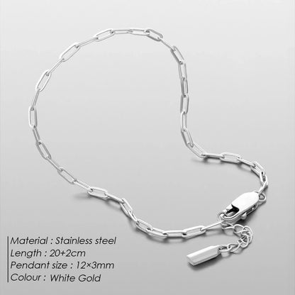 ELANDIS 2MM Stainless Steel Paperclip Chain Gold-plated Men's Bracelet Simple Accessories Christmas Party Gifts Direct Marketing