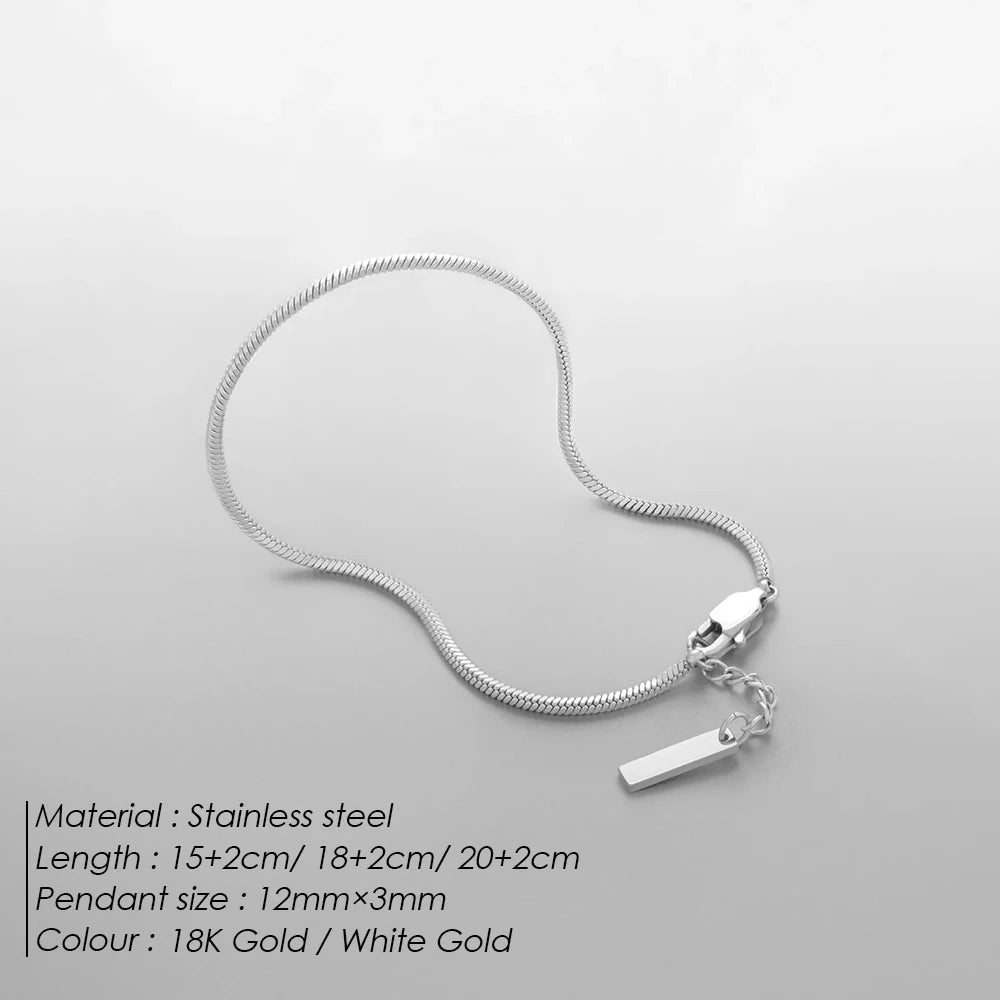 ELANDIS Minimalist Style Silver Color Stainless Steel Layered Bracelet Set for Daily Commute Casual Fashion Jewelry Accessory