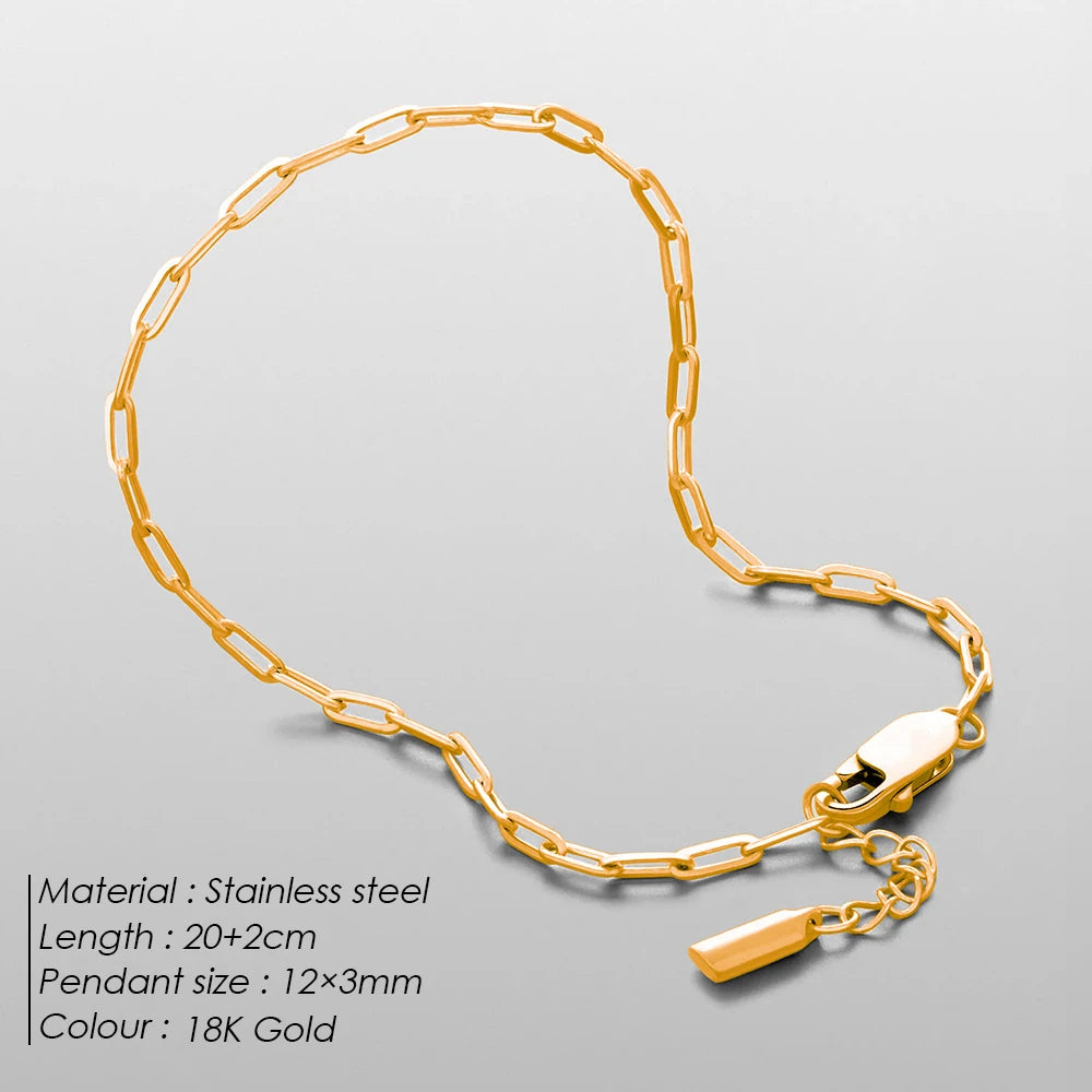 ELANDIS 2MM Stainless Steel Paperclip Chain Gold-plated Men's Bracelet Simple Accessories Christmas Party Gifts Direct Marketing