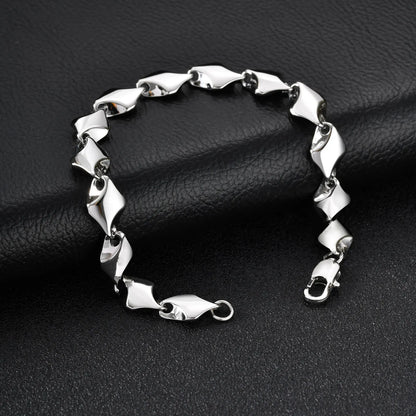 Stainless Steel Geometric Rhombus Link Chain Bracelets for Men, Chunky Handmade Chain Wristband Bracelet, Punk Rock Jewelry Gift