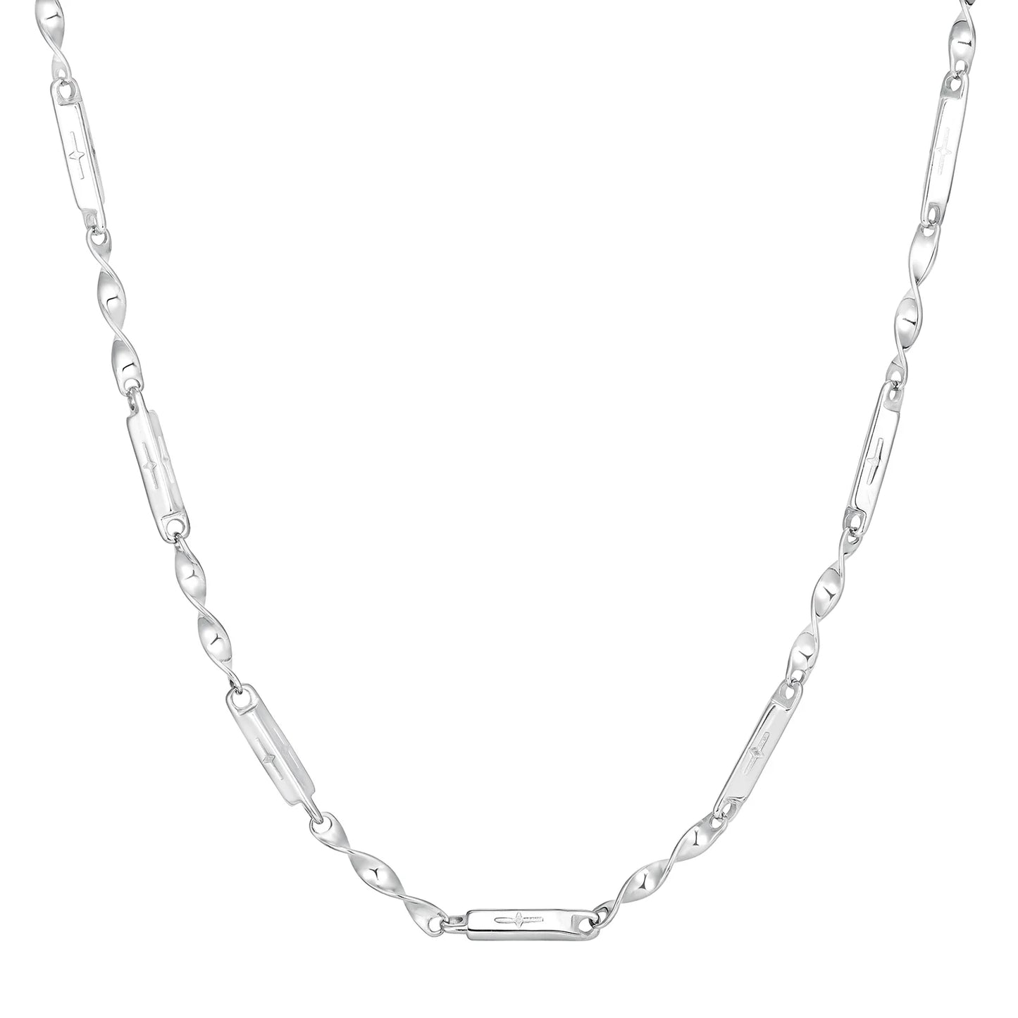 Mobius Bamboo Chain Stainless Steel Necklace for Men Boys, Cross Hollow Tube 3mm Collar Necklace, Causal Fashion Jewelry Gift