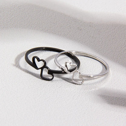 New Simple Hollow Heart Rings for Women Stainless Steel Minimalist Finger Ring Jewelry Engagement Anniversary Gifts Ins trendy