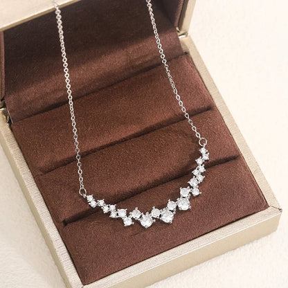 925 Stamp Fashion New Arrival 1 Carat Small Diamond Pendant Necklace Female Shiny Crystal Clavicle Chain Jewelry Party Gift
