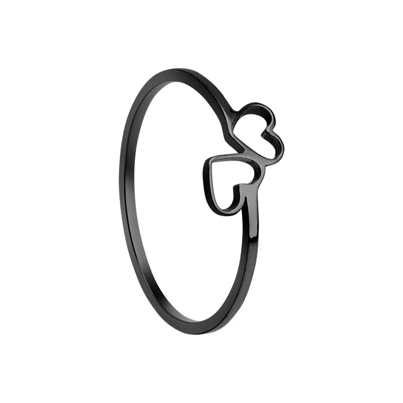 New Simple Hollow Heart Rings for Women Stainless Steel Minimalist Finger Ring Jewelry Engagement Anniversary Gifts Ins trendy