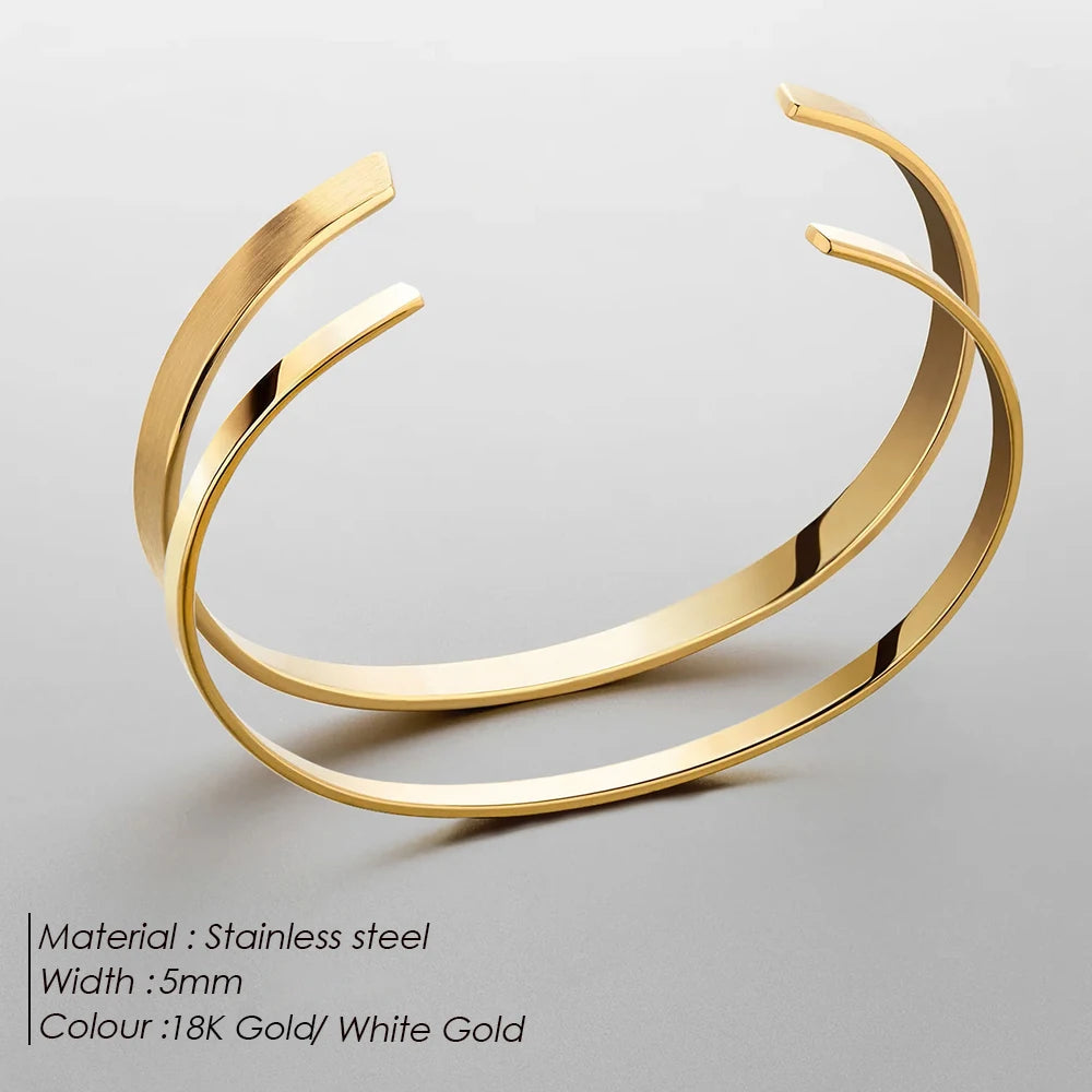 ELANDIS Minimalist Style Silver Color Stainless Steel Layered Bracelet Set for Daily Commute Casual Fashion Jewelry Accessory