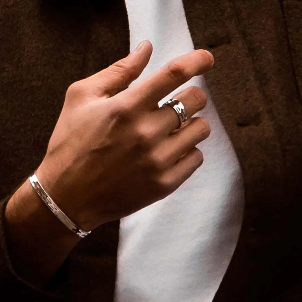 ELANDIS Fashion Men's Jewelry Stainless Steel Opening Ring Birthday Party Holiday Gift Wholesale