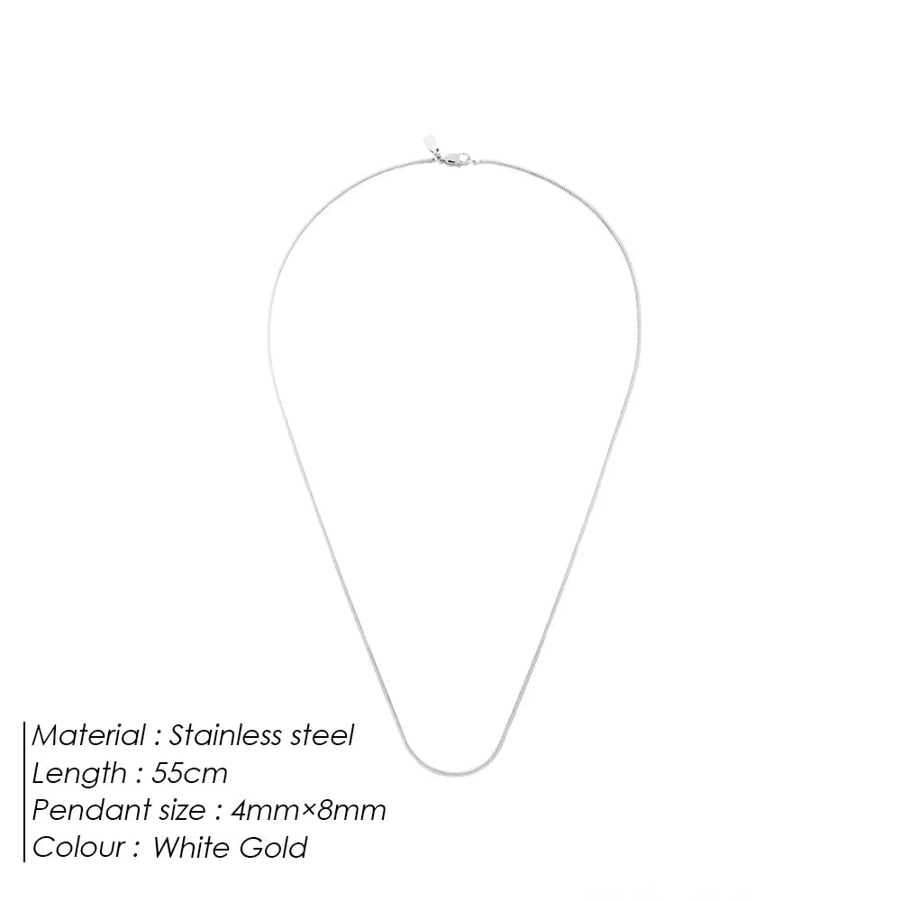 ELANDIS   White Golden Round Snake Chain 1.5MM Square Chain Necklace in Men's Stainless Steel Waterproof Accessories Jewelry