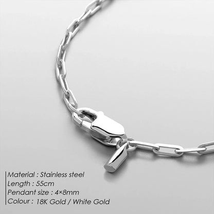 ELANDIS Stainless Steel Men's Necklace 2MM Paperclip Chain Gold-plated Punk Jewelry Christmas, Birthday, Gift Direct