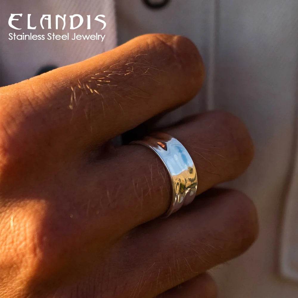ELANDIS Fashion Men's Jewelry Stainless Steel Opening Ring Birthday Party Holiday Gift Wholesale