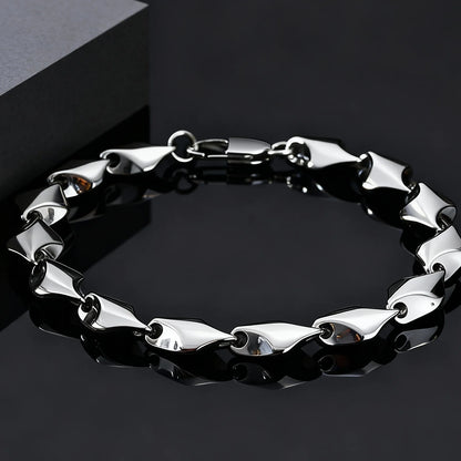 Stainless Steel Geometric Rhombus Link Chain Bracelets for Men, Chunky Handmade Chain Wristband Bracelet, Punk Rock Jewelry Gift