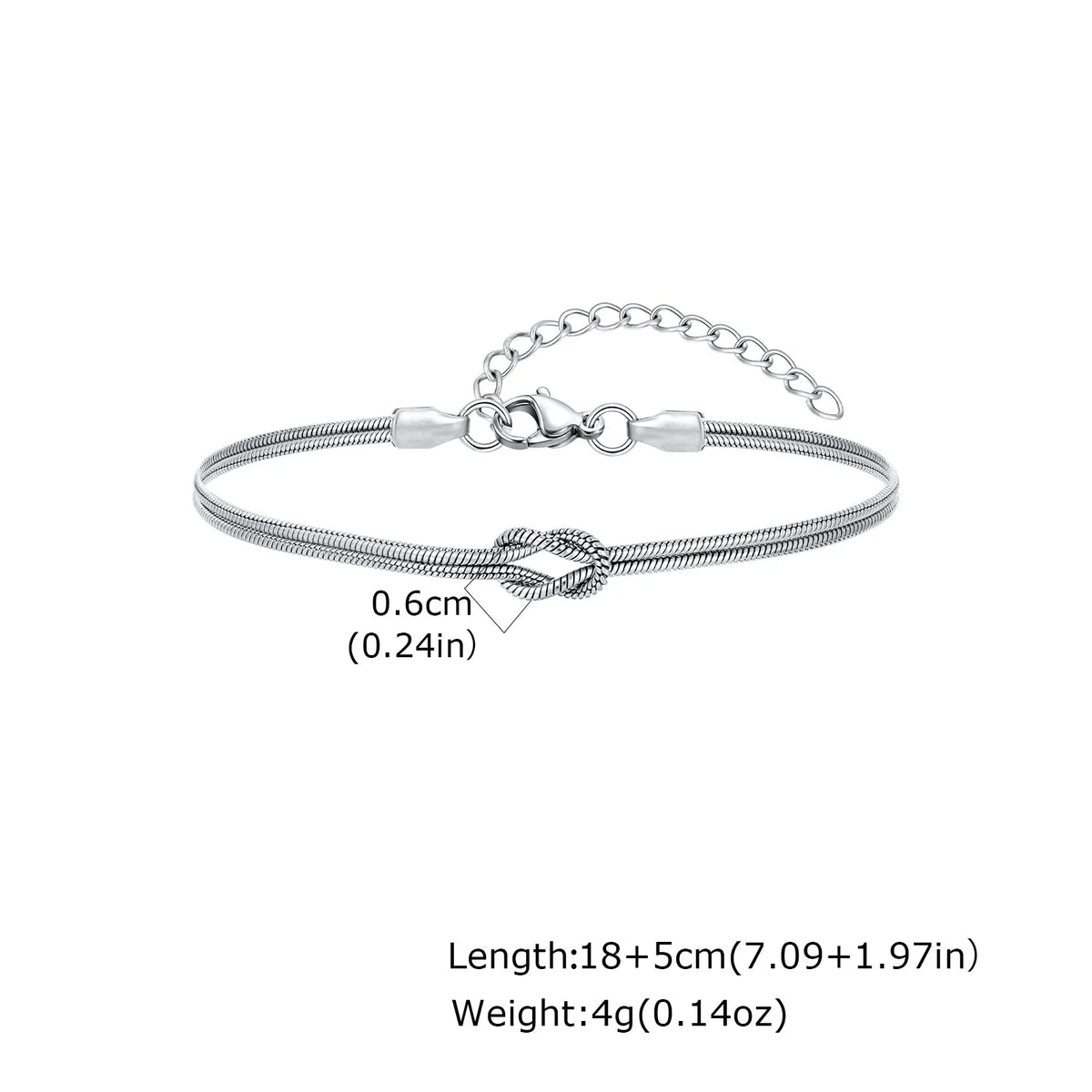 Fashion Love Knot Couple Bracelet Set, Stainless Steel Round Snake Chain Bracelets for Women Men Jewelry Valentine's Gift