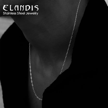 ELANDIS Stainless Steel Men's Necklace 2MM Paperclip Chain Gold-plated Punk Jewelry Christmas, Birthday, Gift Direct