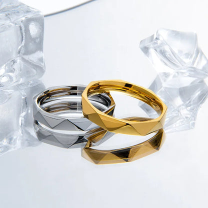 4mm Minimalism Stainless Steel Rhombus Surface Cutting Unisex Ring Jewelry Props Accessories Gifts Classic Couple Jewelry