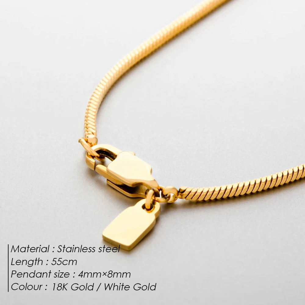 ELANDIS   White Golden Round Snake Chain 1.5MM Square Chain Necklace in Men's Stainless Steel Waterproof Accessories Jewelry