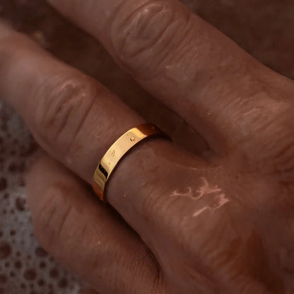 ELANDIS Stainless Steel Gold Plated Ring Simple Men's Accessories Holiday Party Favors