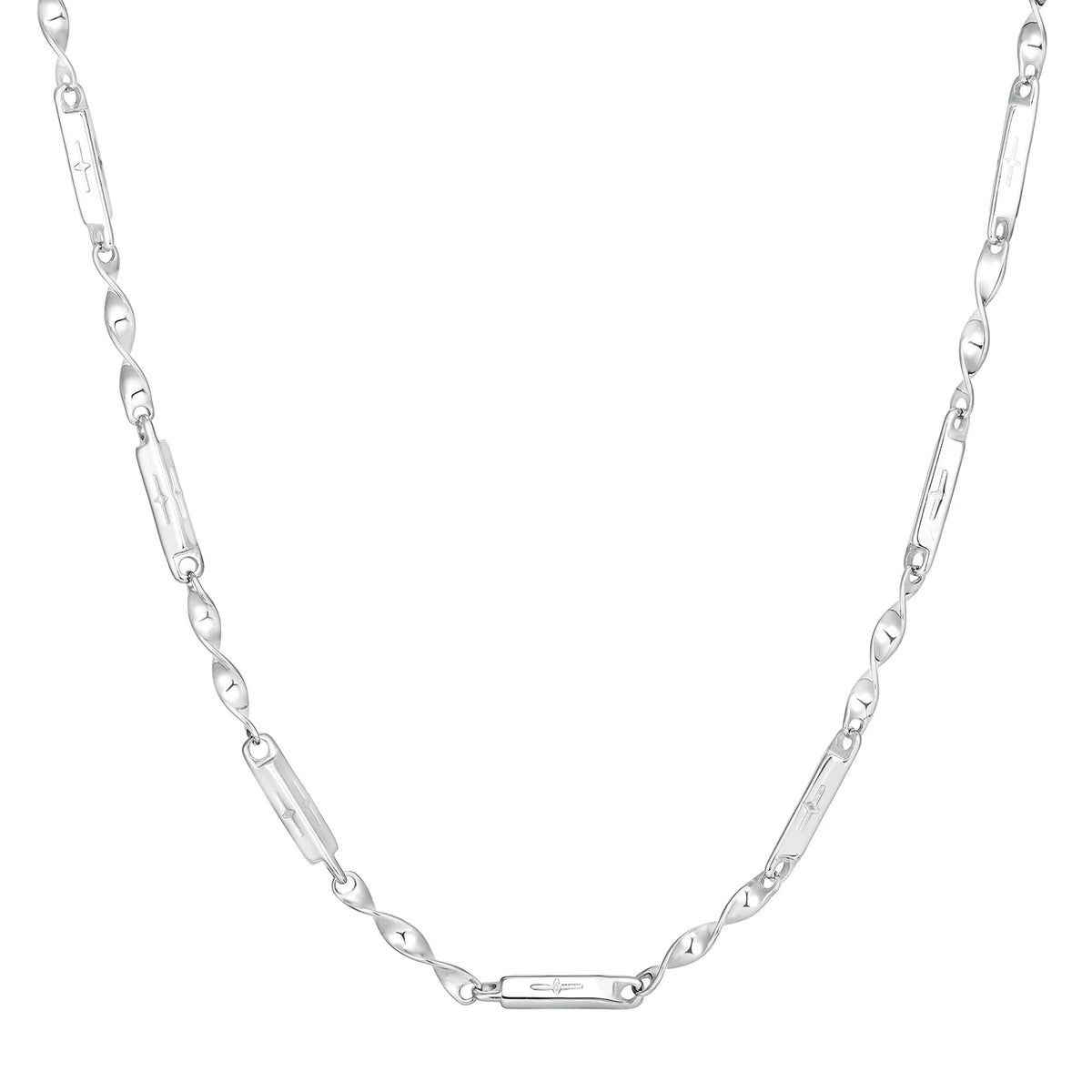 Mobius Bamboo Chain Stainless Steel Necklace for Men Boys, Cross Hollow Tube 3mm Collar Necklace, Causal Fashion Jewelry Gift