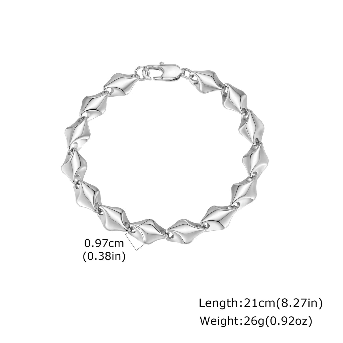 Stainless Steel Geometric Rhombus Link Chain Bracelets for Men, Chunky Handmade Chain Wristband Bracelet, Punk Rock Jewelry Gift