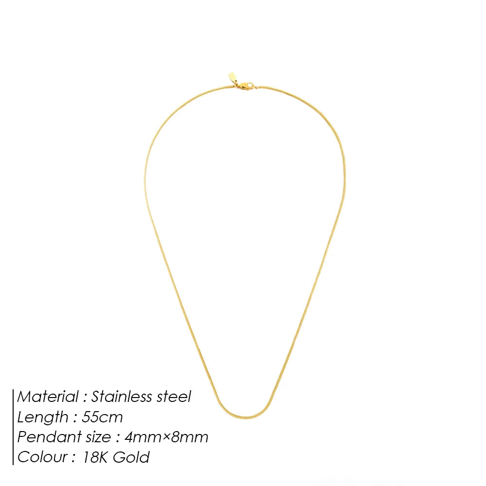 ELANDIS   White Golden Round Snake Chain 1.5MM Square Chain Necklace in Men's Stainless Steel Waterproof Accessories Jewelry