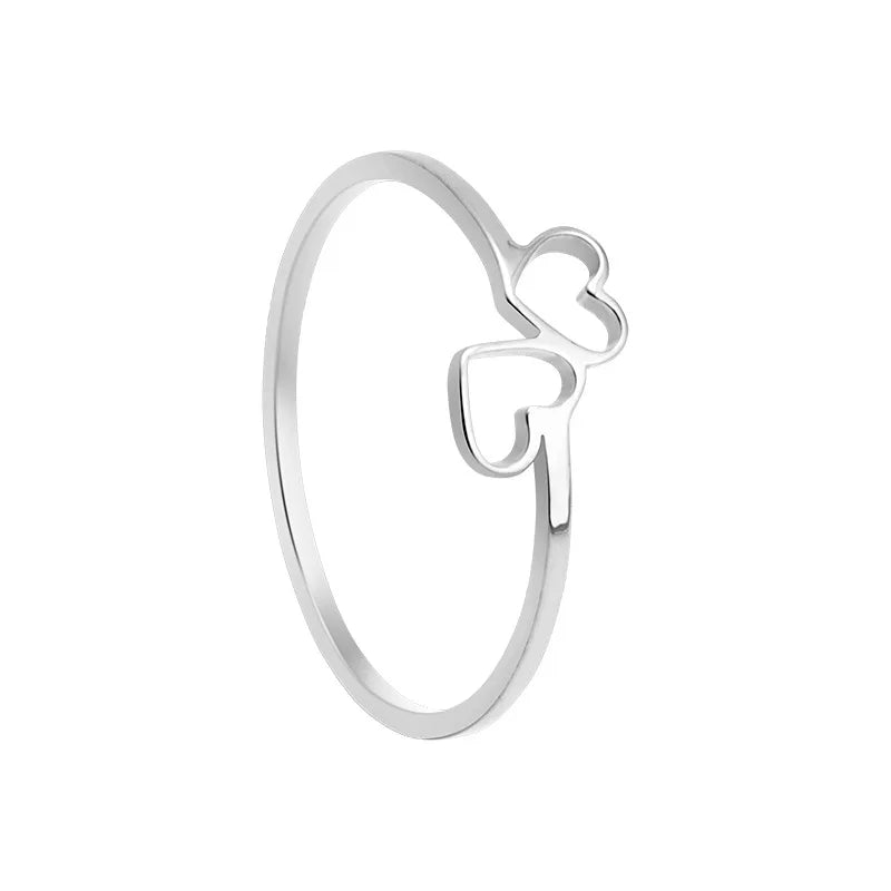 New Simple Hollow Heart Rings for Women Stainless Steel Minimalist Finger Ring Jewelry Engagement Anniversary Gifts Ins trendy